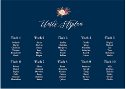 Klick: Details zu Sitzplan Poster Hochzeit "Prachtvoll" anzeigen Sitzplan Poster Hochzeit Prachtvoll 70 x 50 cm Poster blau