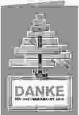Geschäftliche Weihnachtskarte Hammer A6 Klappkarte hoch grau mit Weihnachtbaum aus Brettern und Klauenhammer