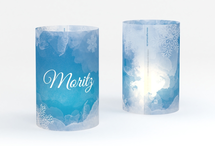 Windlicht Hochzeit Frozen Windlicht blau mit Winter-Design