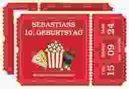Einladungskarte Kindergeburtstag Kino A6 Karte quer rot