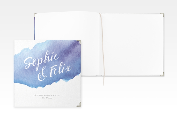Gästebuch Selection Hochzeit Aquarella Leinen-Hardcover blau
