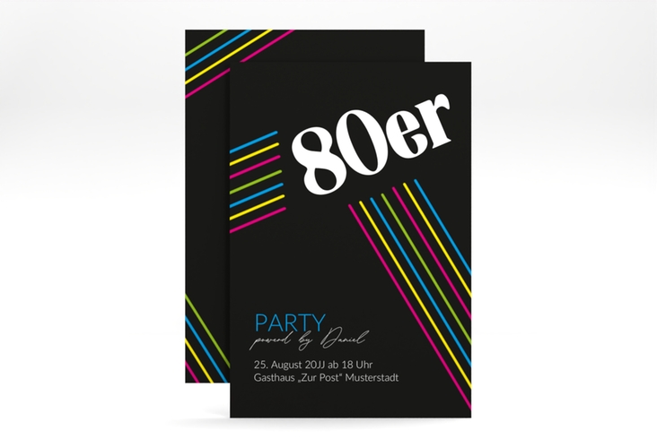 Party Einladung Achtziger Party A6 Karte hoch