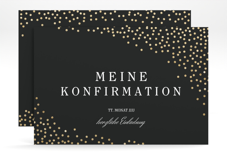 Einladung Konfirmation Glossy A6 Karte quer schwarz
