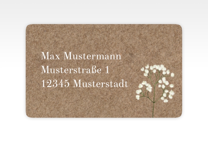 Empfängeretikett Hochzeit Schleierkraut 63,5 x 38,1 mm Kraftpapier