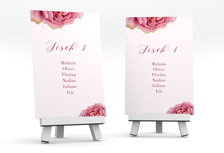 Tischaufsteller Hochzeit Cherie Tischaufsteller rosa hochglanz