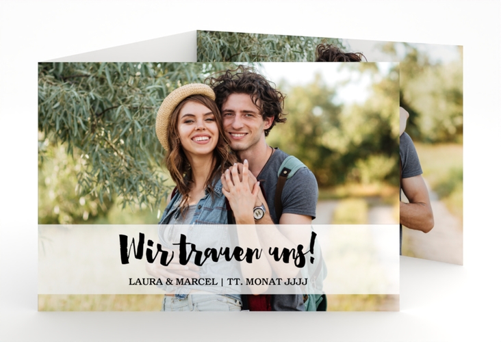 Hochzeitseinladung Mirage A6 Doppel-Klappkarte weiss