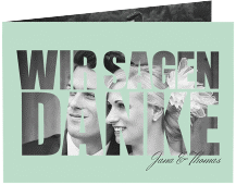 Danksagungskarte Hochzeit Letters A6 Klappkarte quer mint