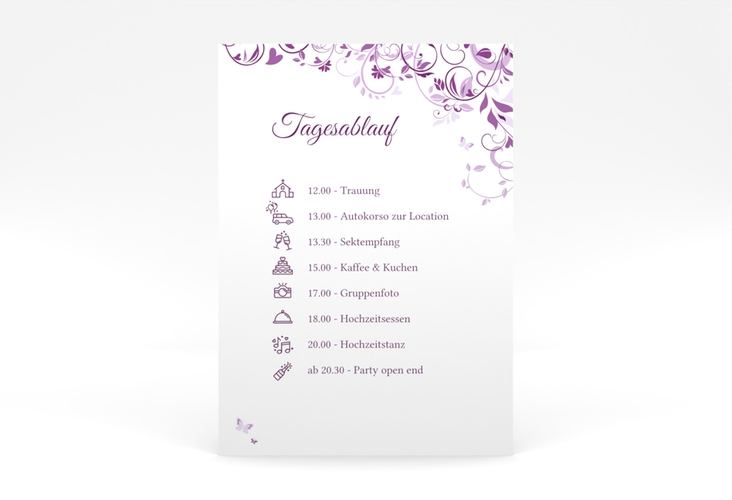 Tagesablauf Poster Hochzeit Lilly 50 x 70 cm Poster lila