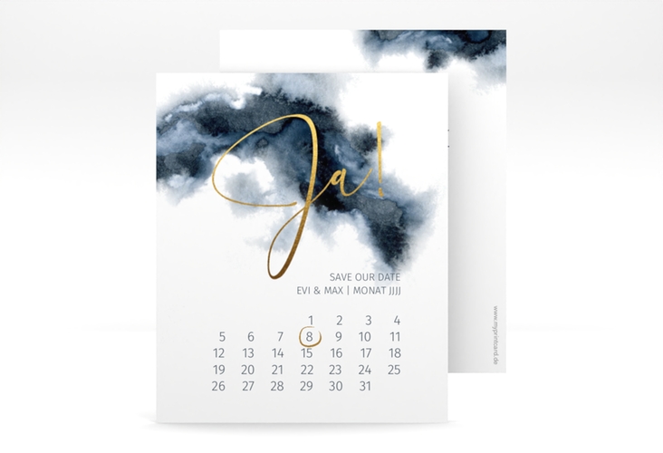 Save the Date-Kalenderblatt Aquarellic Kalenderblatt-Karte weiss