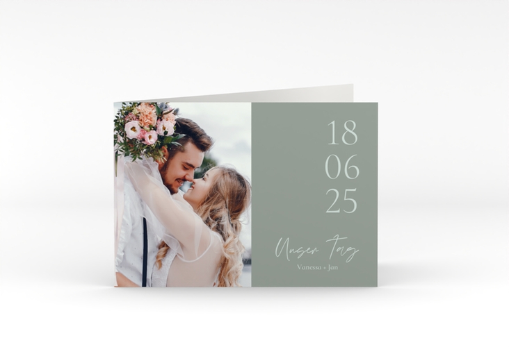 Danksagungskarte Hochzeit Day A6 Klappkarte quer mit Datum im minimalistischen Design
