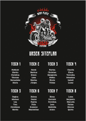 Klick: Details zu Sitzplan Poster Hochzeit "Biker" anzeigen Sitzplan Poster Hochzeit Biker 50 x 70 cm Poster schwarz mit Rocker-Paar auf Motorrad