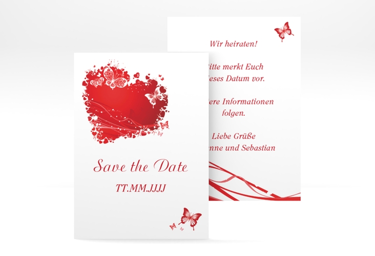 Save the Date-Visitenkarte Mailand Visitenkarte hoch rot hochglanz