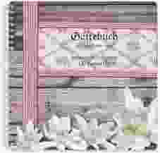 Gästebuch Hochzeit Bayern Ringbindung rot mit Edelweiß in rustikaler Holz-Optik