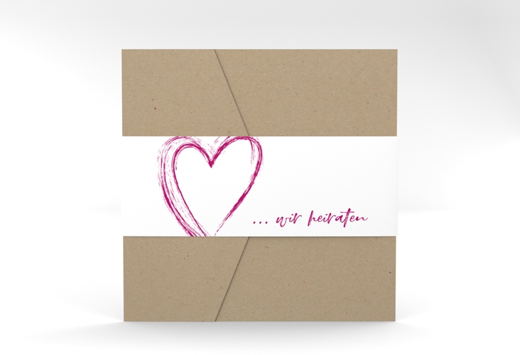 Hochzeitseinladung Liebe Pocketfold pink