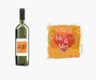 Etichette vino matrimonio collezione Fuerteventura Etikett Weinflasche 4er Set orange