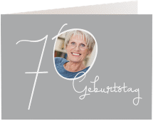 Einladung 70. Geburtstag Swing A6 Klappkarte quer grau