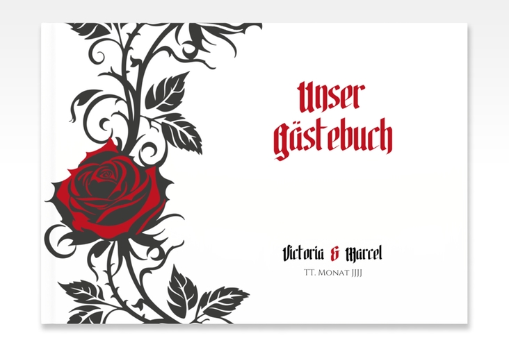Gästebuch A4 quer Red Rose A4 quer, Hardcover weiss