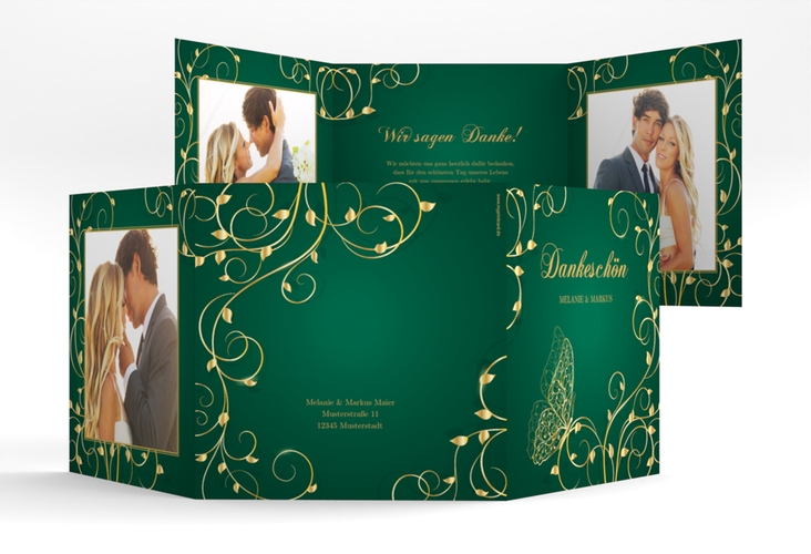 Dankeskarte Hochzeit Eternity quadr. Doppel-Klappkarte gruen