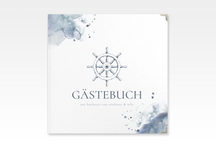 Gästebuch Selection Hochzeit Steuerrad Leinen-Hardcover blau in maritimen Blautönen