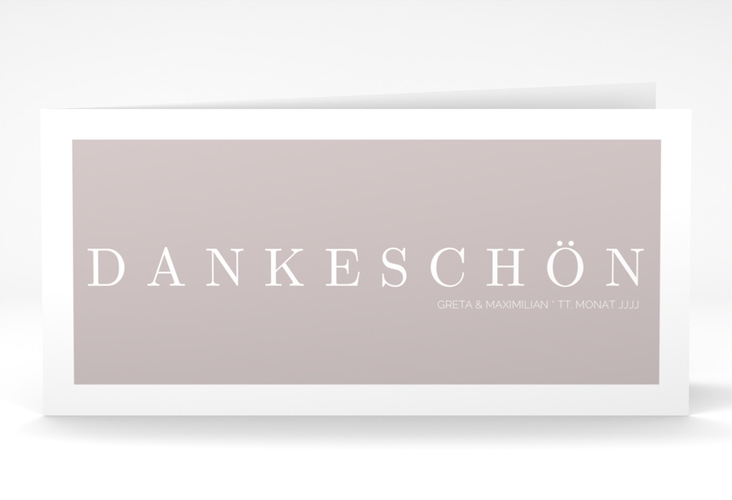 Dankeskarte Hochzeit Simply lange Klappkarte quer grau