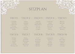 Klick: Details zu Sitzplan Leinwand Hochzeit "Vintage" anzeigen Sitzplan Leinwand Hochzeit Vintage 70 x 50 cm Leinwand beige mit floraler Spitze