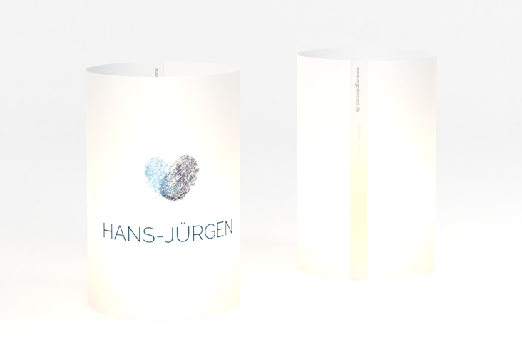 Windlicht Hochzeit Fingerprint Windlicht blau schlicht mit Fingerabdruck-Motiv