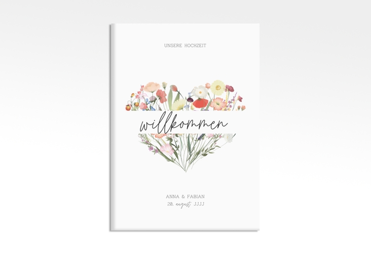 Willkommensschild Leinwand Wildblumenherz 50 x 70 cm Leinwand bunt