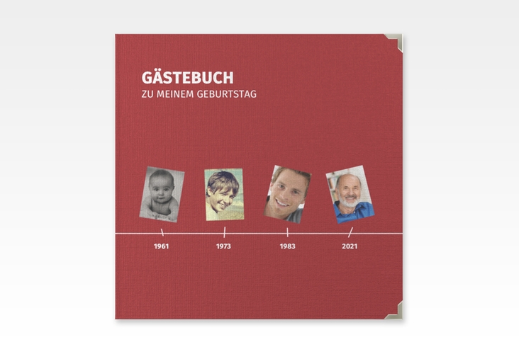 Gästebuch Selection Geburtstag Timeline Leinen-Hardcover rot