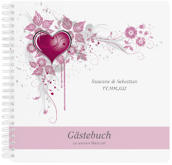 Klick: Details zu Gästebuch Hochzeit "Triest" anzeigen Gästebuch Hochzeit "Triest" Ringbindung lila
