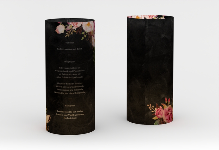 Windlicht Menü Hochzeit Flowers Windlicht schwarz mit bunten Aquarell-Blumen