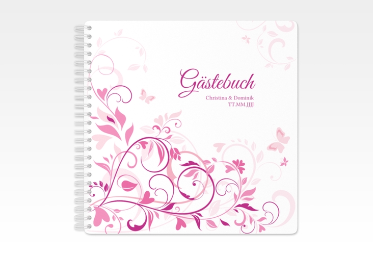 Gästebuch Hochzeit Lilly Ringbindung pink