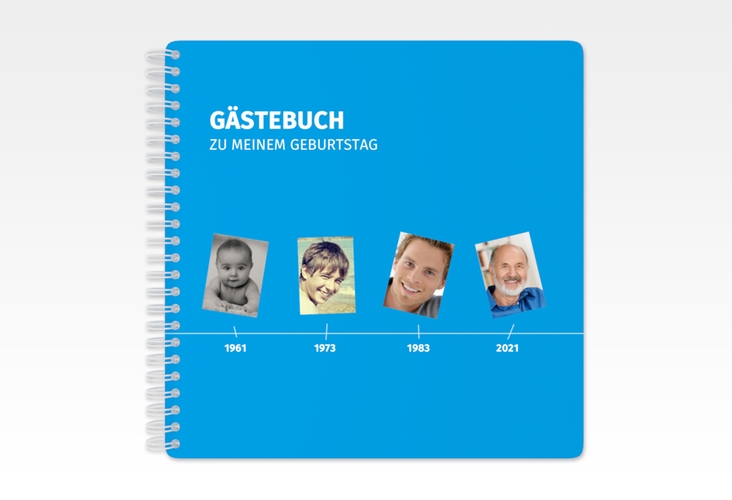 Gästebuch Geburtstag Timeline Ringbindung blau