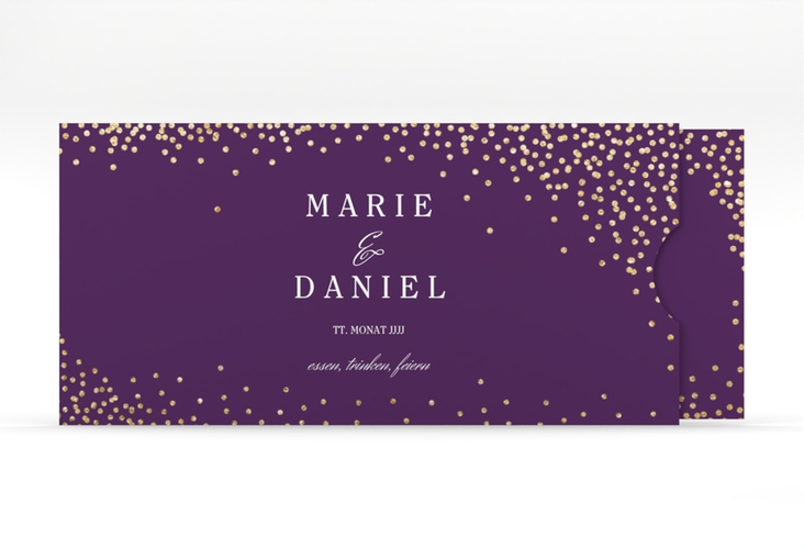 Hochzeitseinladung Glitter Einsteckkarte lila hochglanz