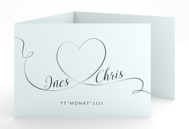 Hochzeitseinladung Dolce A6 Doppel-Klappkarte tuerkis hochglanz