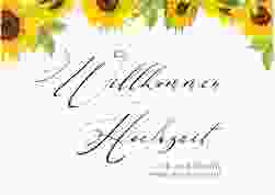 Willkommensschild Poster Sonnenblume 70 x 50 cm Poster weiss mit Blüten in Gelb