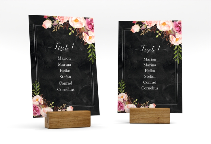 Tischaufsteller Hochzeit Flowers Tischaufsteller mit bunten Aquarell-Blumen