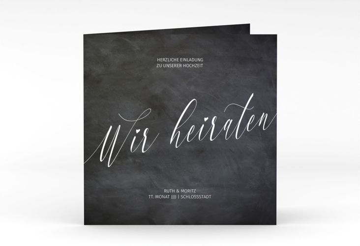 Hochzeitseinladung Chalkboard quadr. Klappkarte mit Folienveredelung