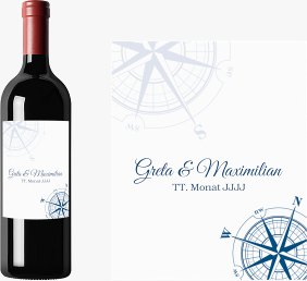 Weinetikett zur Hochzeit Windrose