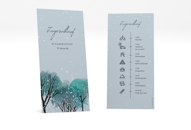 Tagesablauf Hochzeit Winterhochzeit lange Karte hoch