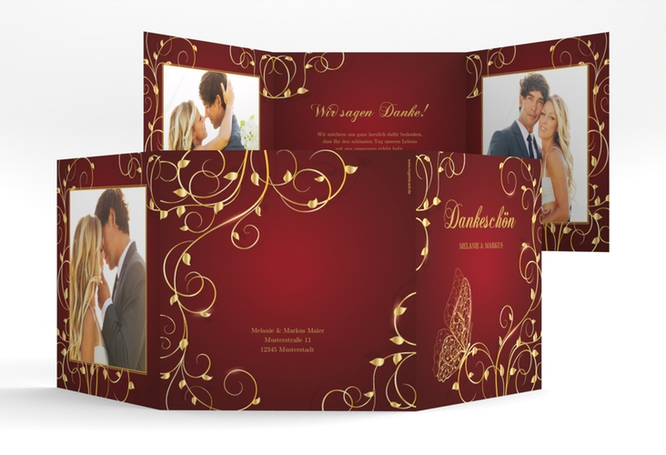 Dankeskarte Hochzeit Eternity quadr. Doppel-Klappkarte rot