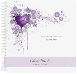 Klick: Details zu Gästebuch Hochzeit "Triest" anzeigen Gästebuch Hochzeit "Triest" Ringbindung lila