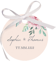 Klick: Details zu Geschenkanhänger Hochzeit "Blooming" anzeigen Geschenkanhänger Hochzeit Blooming Geschenkanhänger, rund rosa
