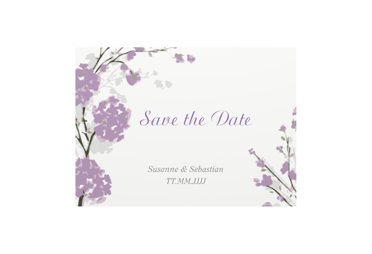 Save the Date-Visitenkarte Salerno Visitenkarte quer flieder hochglanz