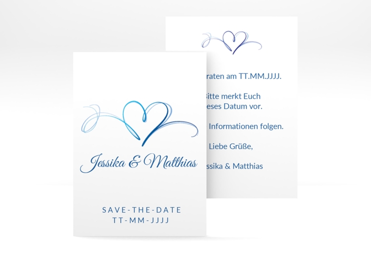 Save the Date-Visitenkarte Envie Visitenkarte hoch blau hochglanz