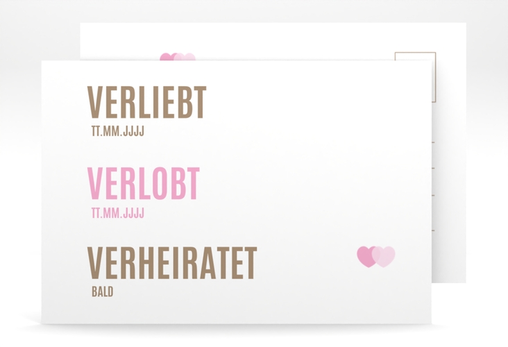 Verlobungskarte Hochzeit Couple A6 Postkarte rosa