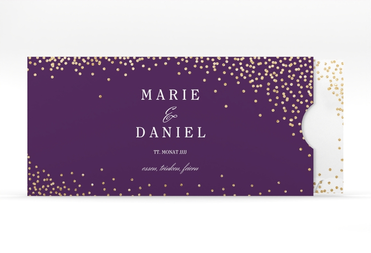 Hochzeitseinladung Glitter Einsteckkarte lila