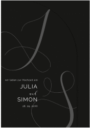 Hochzeitseinladung Eheschließung mittlere Bogen-Wickelfalzkarte schwarz