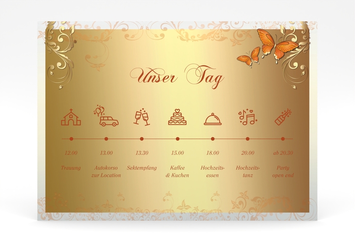 Tagesablauf Poster Hochzeit Toulouse 70 x 50 cm Poster orange