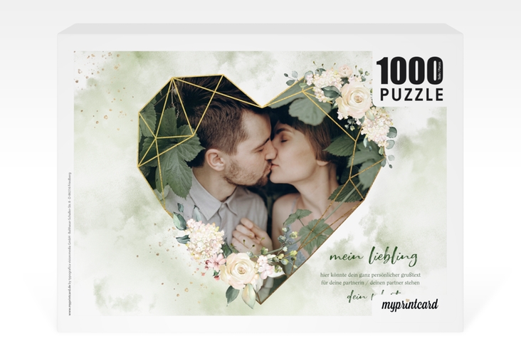 Fotopuzzle 1000 Teile Goldherz 1000 Teile weiss mit romantischem Foto