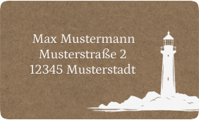 Empfängeretikett Hochzeit Leuchtturm 63,5 x 38,1 mm Kraftpapier
